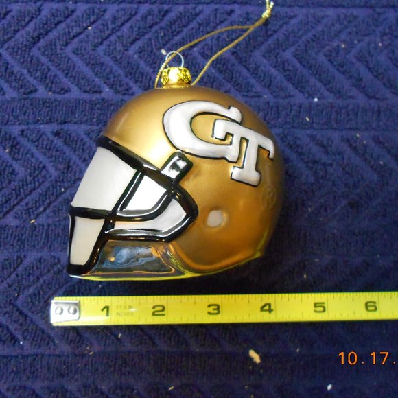 Georgia Tech Glass Helmet Ornament mouth blown - Picture 1 of 7